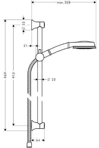 27768000 ХХ Croma 100 Душевой набор Croma Classic 100 Multi/Unica'Classic 0,90 м