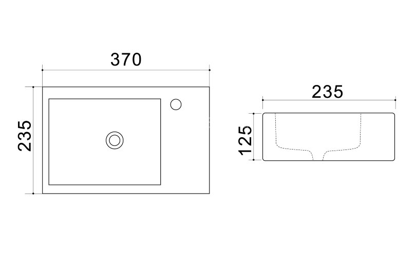 Раковина Azario 37х23,5х12,5 левая, белая (AZ4331A)