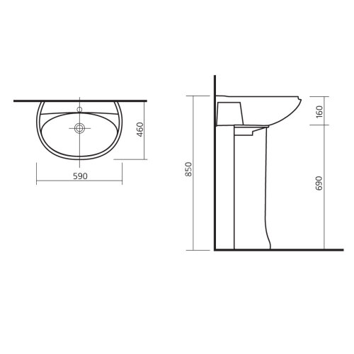 Раковина Sanita Виктория 60, белая (VIC55SAWB01)
