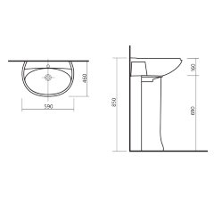 Раковина Sanita Виктория 60, белая (VIC55SAWB01)