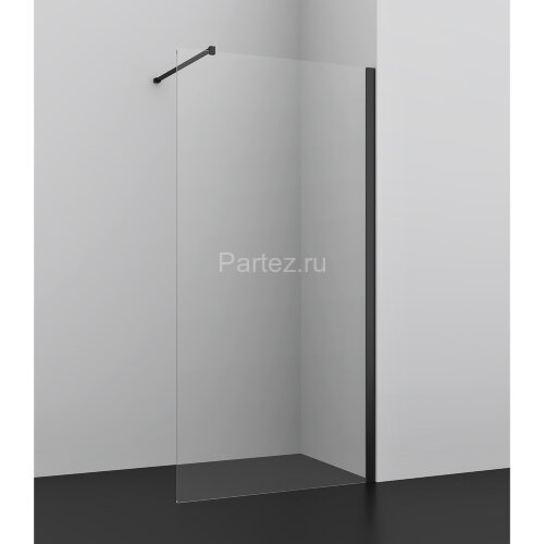 Душевое ограждение AZARIO FELTON 120х200 walk-in, прозрачное cтекло 8 мм с покрытием easy clean, черный матовый профиль (AZ-151S 120)