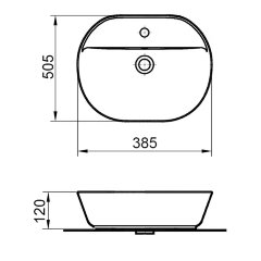 Раковина накладная Azario 505х385х120 овальная, светлый мрамор (AZ-2202-M851)