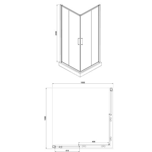 Душевое ограждение Azario GREENWOOD 1000х1000х1850, БЕЗ ПОДДОНА, прозрачное стекло 6 мм, цвет профиля серебро (AZ-NNE1142 1000)