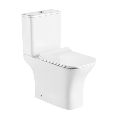 Унитаз-компакт Azario FRETTA SQUARE 650х340х790 напольный, безободковый с бачком и сиденьем микролиф