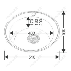 Мойка 510 N 0,6/170 врезная  круглая  с сифоном  (018N*16)