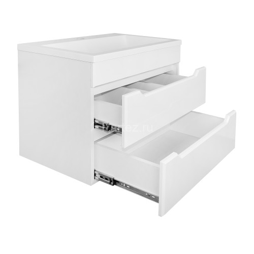 Комплект тумба Loranto Палермо 60/2 600х400х500 подвесная, с раковиной Люнокс 60, белый (CS00093187)
