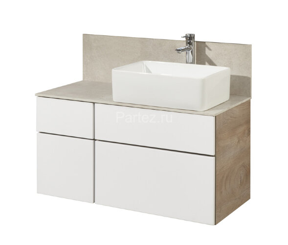 Тумба под раковину AQUATON Мишель 100 подвесная, дуб эндгрейн, белый (1A244101MIX40)