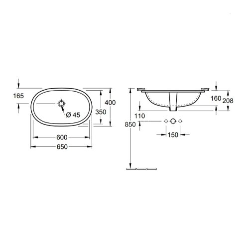 Раковина Villeroy&Boch O.NOVO 600х350, белая (41626001)