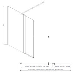 Душевая перегородка Azario CHICAGO 900х1950 прозрачное стекло 8 мм, подвижная доп.перегородка 30 см, цвет профиля серебро (AZ-NAR6321 900)