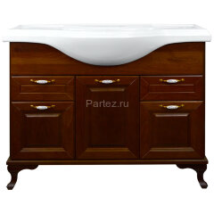 Комплект тумба Пандора 1050 темный орех (массив Бук) с раковиной Classic 105 (Кировит)