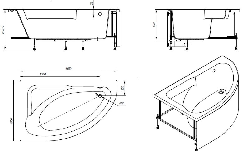 Roca WELNA Асимметричная акриловая ванна160Х100, левосторонняя