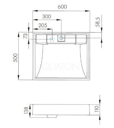 Раковина AQUATON Рейн 60 (1A72103KRW010)