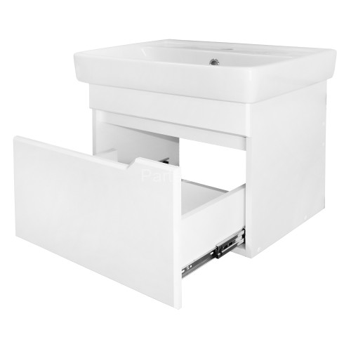 Комплект тумба Loranto Mari 600х420х500 подвесная, с раковиной Бергамо 60, белый (CS00090607)