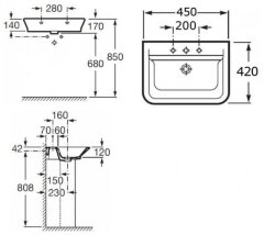 Мини-раковина Roca THE GAP ORIGINAL 450 мм (7.3274.7.700.0)