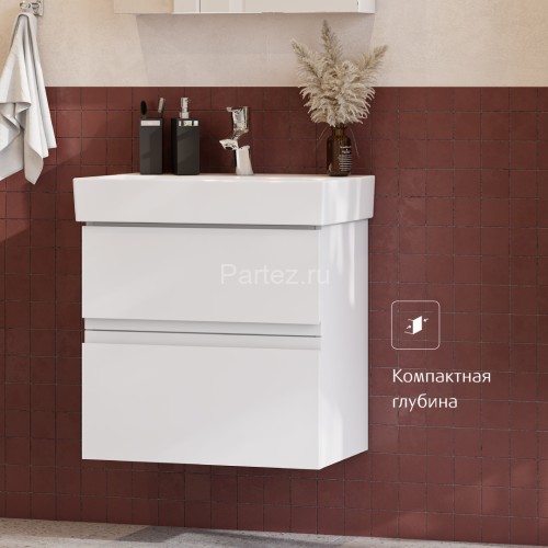 Тумба под раковину Roca Oleta 80 подвесная, 2 ящика, белый глянец (A857640806)