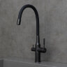 Смеситель Lemark Expert LM5083BL-Black для кухни c гибким изливом, с подключением к фильтру с питьев