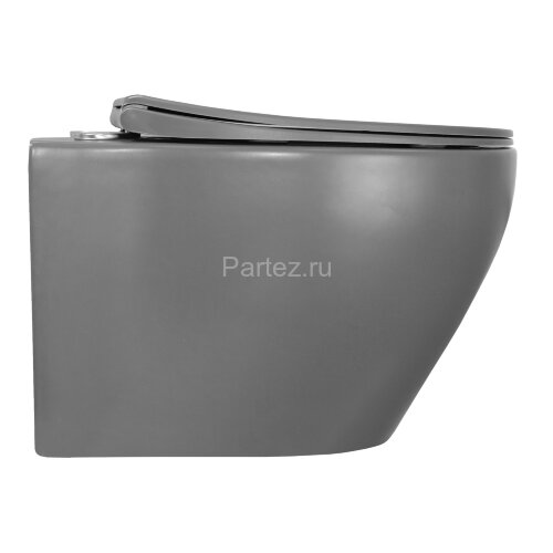 Унитаз подвесной Azario Keras 370х520х360 безободковый, с быстросъемным сиденьем микролифт, серый ма