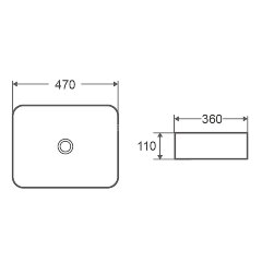 Раковина-чаша Azario 470х360х110 накладная, прямоугольная, черный матовый (AZ-2178-S-MB)