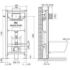 Инсталляция OLI 120 ECO Sanitarblock pneumatic пневматическая, метал. крепления (879235)