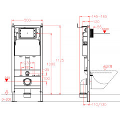 Инсталляция для подвесного унитаза AZARIO NEW сталь, пластик, 2-х режимный смыв 3/6 л. (AZ-501A)