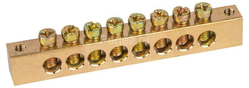 Шина NO-122-21 PEN "земля-ноль" 8х12мм 8/2 крепеж по краям латунь ЭРА Б0047236