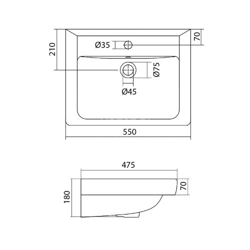Раковина Santek Тигода 55, белая (1.WH30.2.126)