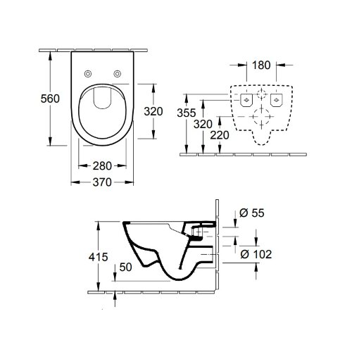 Унитаз подвесной Villeroy&Boch SUBWAY 2.0, безободковый, тонкое сиденье микролифт (5614R2R1)