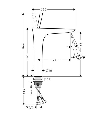 15072000 PuraVida Смеситель для раковины в форме таза, однорычажный