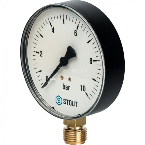 Манометр рад. D50 мм 10 бар 1/4" STOUT