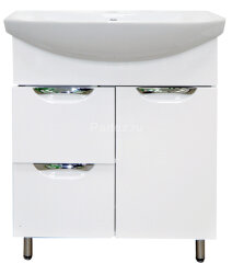 Комплект тумба Loranto Стиль-70/2, 70х85х42 с раковиной Балтика 70 Сантек, белый (CS00067860)