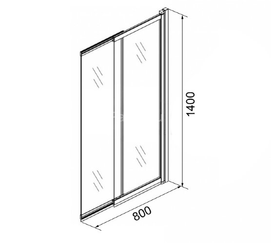 Шторка для ванны раздвижная Azario Merrit 80х140 цвет профиля черный (AZ-NF6122 800 BLACK)