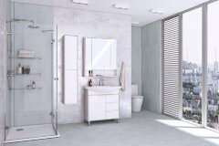 Тумба под раковину AQUATON РИКО 80 напольная, Белый/Ясень Фабрик (1A215401RIB90)