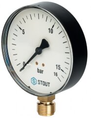 Манометр рад. D80 мм 16 бар 1/2&quot; STOUT
