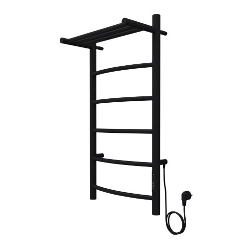 Полотенцесушитель электрический AZARIO VERONA 400/800 5 секций, с полкой, диммер справа, черный (AZ0