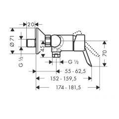 Hansgrohe 31762000 Focus S Смеситель для душа, однорычажный, ВМ, 1/2