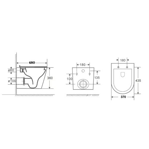 Унитаз подвесной Azario Vento 480х370х360 безободковый, с быстросъемным сиденьем микролифт (AZ-2001)