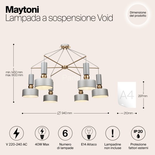 Подвесная люстра Maytoni MOD030PL-06GR