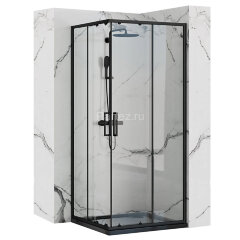 Душевое ограждение Loranto NEO 100x100x190 прозрачное закаленное стекло 5 мм, профиль черный, без поддона (CS-21809B-100)