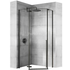 Душевое ограждение Loranto NEO 100x100x195 прозрачное закаленное стекло 8 мм, Easy clean, профиль черный, без поддона (CS-22107B-100)