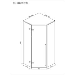 Душевое ограждение Loranto NEO 100x100x195 прозрачное закаленное стекло 8 мм, Easy clean, профиль черный, без поддона (CS-22107B-100)