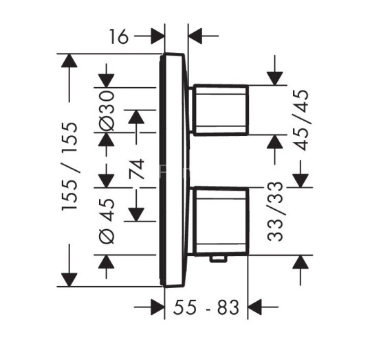 15707000 Ecostat E Термостат с запорным вентилем, СМ