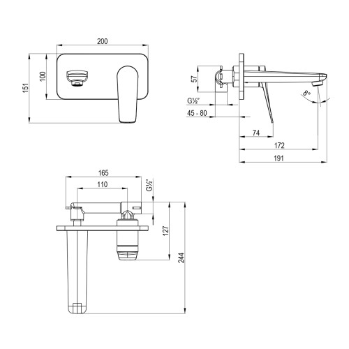 Смеситель Lemark Bronx LM3726GM для раковины, встраиваемый