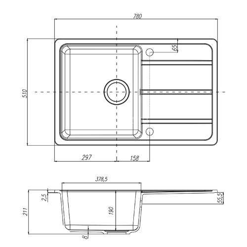 Кухонная мойка AQUATON Аманда, серая (1A712832AD230)
