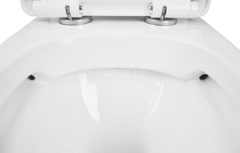 Унитаз-моноблок AZARIO Sente 375х665x785 напольный, безободковый, горизонтальный слив, сиденье дюроп