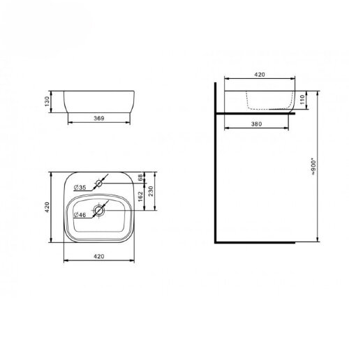 Раковина накладная Santek Одри Soft 420х420, белая (42 1.WH50.1.709)