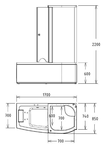 Акриловая ванна Gemy G8040 B R