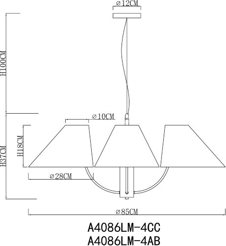 Подвесная люстра Arte Lamp A4086LM-4CC