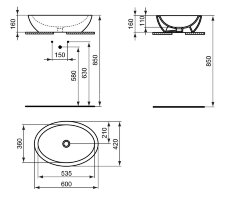 Раковина - чаша Ideal Standard STRADA 60x42 см., белая (K078401)