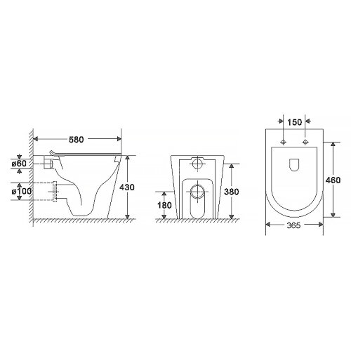 Унитаз приставной Azario Teramo 580х360х430 безободковый, быстросъемное сиденье с микролифтом (AZ-10