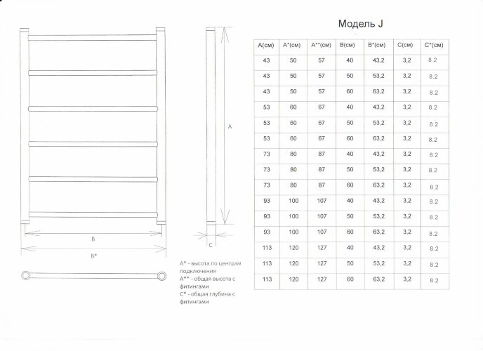 Полотенцесушитель водяной ДВИН J лесенка 80/50, полированный (4627086035809)